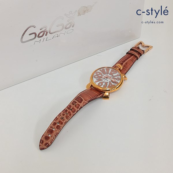 GaGa MILANO ガガミラノ マヌアーレ40mm 12508 腕時計 ゴールド×ブラウン系 ホワイト文字盤
