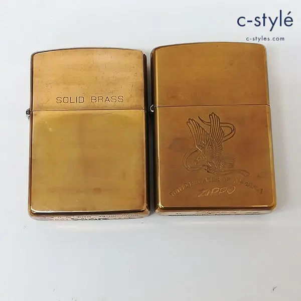 ZIPPO ジッポー オイルライター SOLID BRASS 1992年 無地 1997年 UNITED STATES OF AMERICA ゴールド 喫煙具