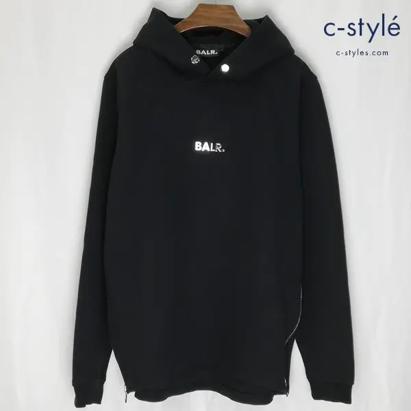 BALR. ボーラー Q-series Straight Classic Hoodie L ブラック パーカー スウェット フード付 メタルロゴ