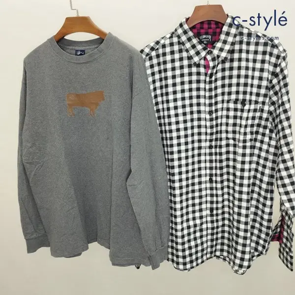 Stussy ステューシー 長袖シャツ グレー系 ブラック系 XL 綿100 計2点