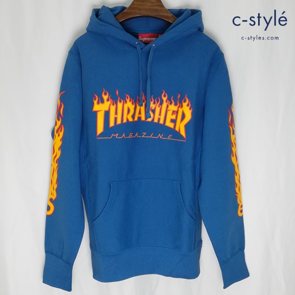 Supreme×Thrasher シュプリーム×スラッシャー 2015SS Hooded Sweatshirt パーカー ブルー スウェット