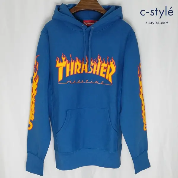 Supreme×Thrasher シュプリーム×スラッシャー 2015SS Hooded Sweatshirt パーカー ブルー スウェット