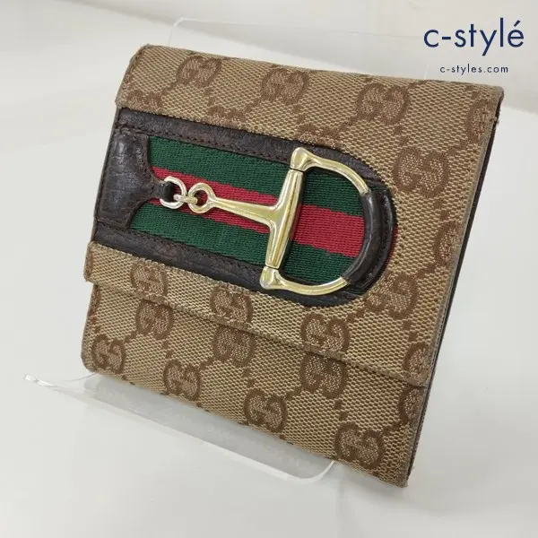 GUCCI グッチ 三つ折り財布 ブラウン系 GG柄 コインケース 138033 2184