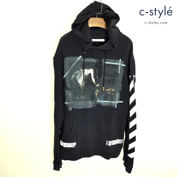 OFF-WHITE CARAVAGGIO HOODIE L ブラック カラヴァッジョ フーディー プルオーバー