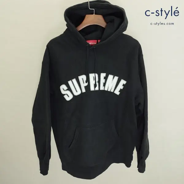 Supreme シュプリーム Pearl Logo Hooded Sweatshirt L ブラック アーチロゴ プルオーバー フーディー