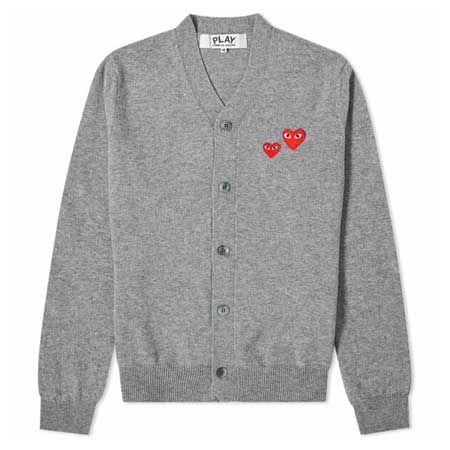 PLAY COMME des GARCONS(プレイコムデギャルソン) Double Heart Cardigan Grey