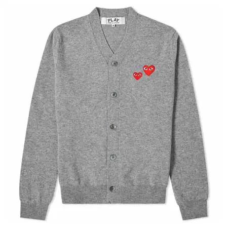 PLAY COMME des GARCONS(プレイコムデギャルソン) Double Heart Cardigan Grey