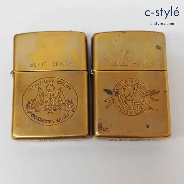 ZIPPO ジッポー オイルライター SOLID BRASS 1992年 COUNTRY CLUB KOALA RESORT ゴールド 喫煙具 計2点