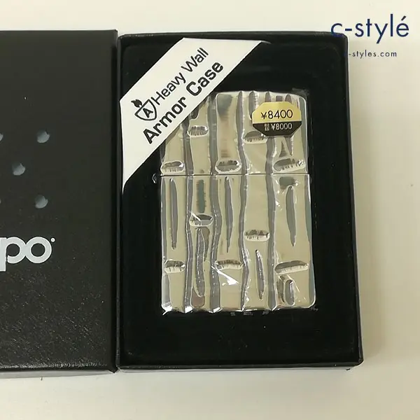 ZIPPO ジッポー オイルライター Armor アーマーケース 2005年製 木目調 シルバー 喫煙具