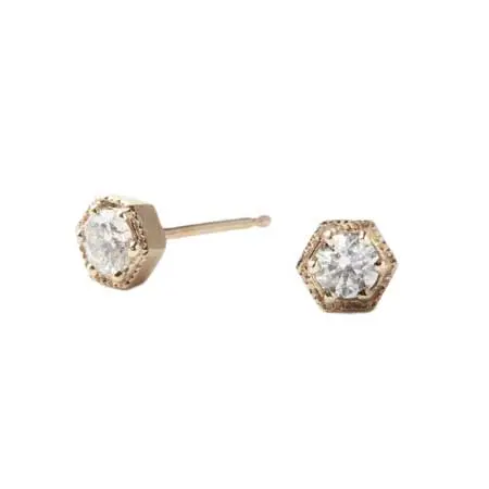 SATOMI KAWAKITA JEWELRY(サトミカワキタジュエリー) 3.5mm White Diamond Hexagon Studs