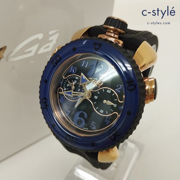 GaGa MILANO ガガミラノ クロノスポーツ 腕時計 ブラック×ブルー 45MM Ref.7011