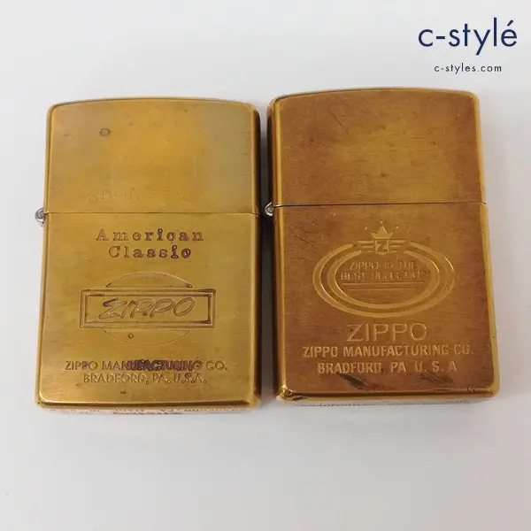 ZIPPO ジッポー SOLID BRASS オイルライター 1993年製 American Classic 1997年製 ZIPPO IS THE BEST SELECTION 計2点