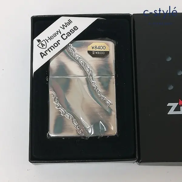 ZIPPO ジッポー オイルライター Armor アーマーケース 2005年製 模様 シルバー 喫煙具