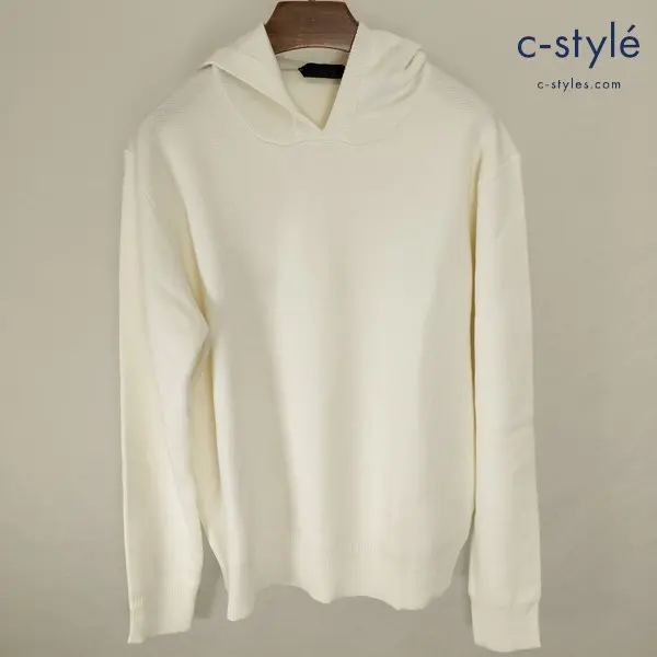 ZANONE ザノーネ ミラノリブソリッドプルオーバーニットフーディー 48 ホワイト