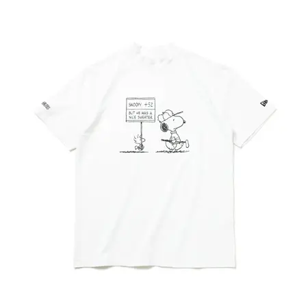 New Era GOLF(ニューエラゴルフ) Ｔシャツ 半袖 鹿の子 ミッドネック PEANUTS ピーナッツ スヌーピー ホワイト