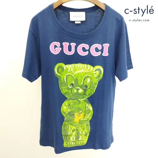 GUCCI グッチ 半袖Tシャツ XXS ネイビー ロゴ グミベアー イタリア製