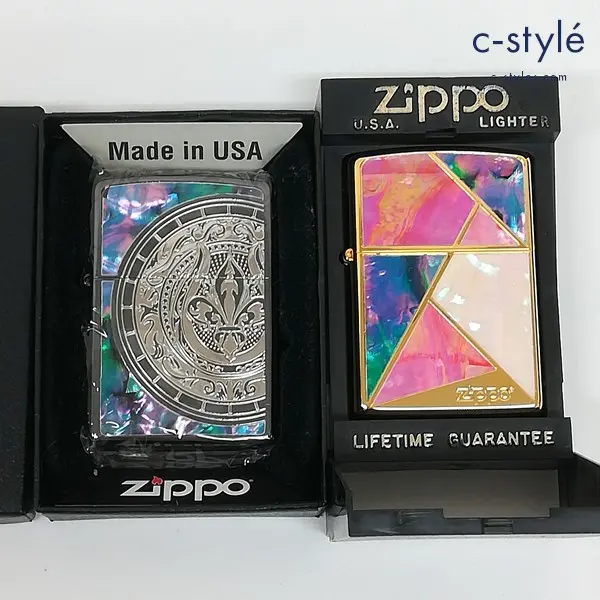 ZIPPO ジッポー 2018年 シェル プレート オイルライター シルバー ゴールド 喫煙具