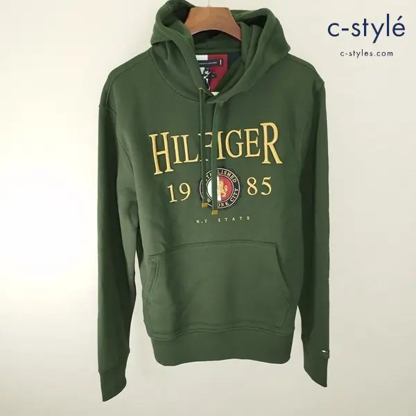 TOMMYHILFIGER トミーヒルフィガー アイコンクレストフーディー M グリーン パーカー オーガニックコットン