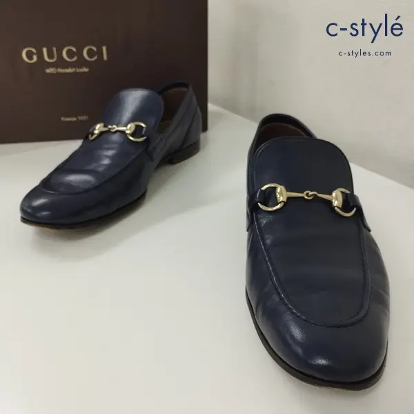 GUCCI グッチ MTO Horsebit Lofer 8・1/2 ネイビー ホースビット レザーシューズ 326198