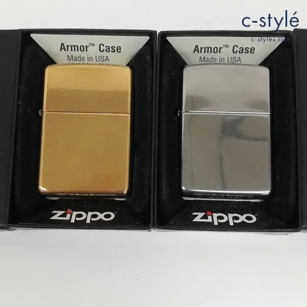 ZIPPO ジッポー オイルライター 2015年 ゴールド 2020年 シルバー ARMOR アーマー 無地 喫煙具 計2点