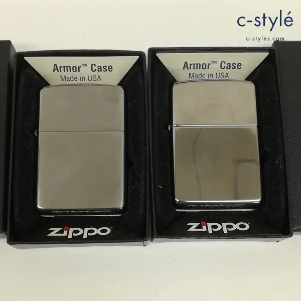 ZIPPO ジッポー オイルライター 2020年 ARMOR アーマー 無地 シルバー 喫煙具 計2点