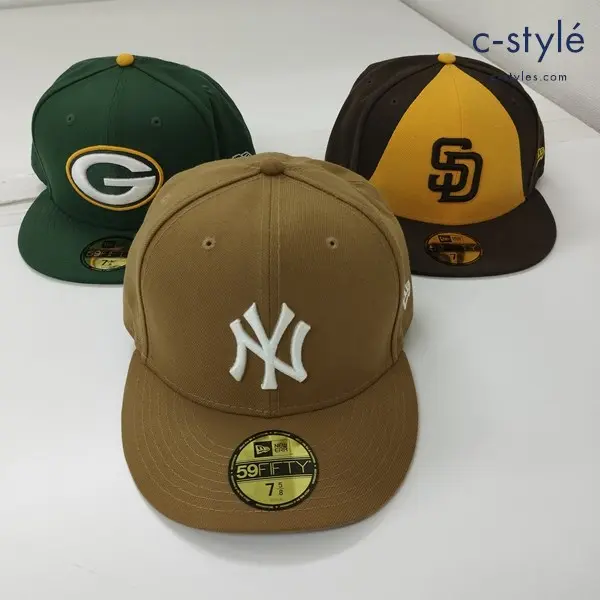 NEW ERA キャップ ヤンキース サンディエゴパドレス グリーンベイパッカーズ 7・5/8 60.6cm 計3点