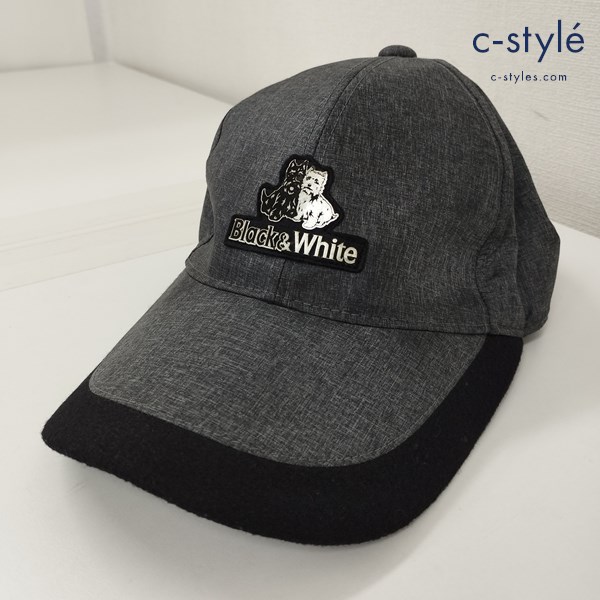 Black＆White ブラック&ホワイト キャップ F グレー系 犬ロゴ 帽子 8402GF/GE ゴルフ