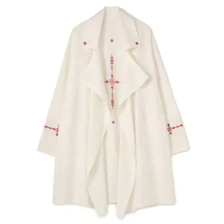 S’YTE(サイト) Indian Kadi Geometric pattern Embroidery Flame Double Drape Coat