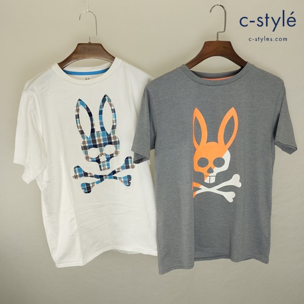 Psycho Bunny サイコバニー Tシャツ 2枚 M グレー ホワイト 半袖 プリント グラフィック