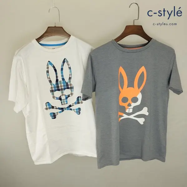 Psycho Bunny サイコバニー Tシャツ 2枚 M グレー ホワイト 半袖 プリント グラフィック