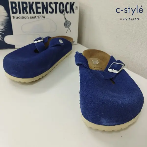 BIRKENSTOCK ビルケンシュトック Boston 39 ブルー クロッグ スエードレザー 059701