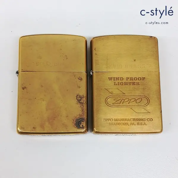 ZIPPO ジッポー SOLID BRASS オイルライター ゴールド 1989年 無地 1993年 ロゴ 喫煙具