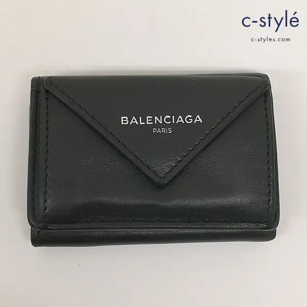 BALENCIAGA バレンシアガ 三つ折り財布 グレー ミニウォレット 391446 レザー