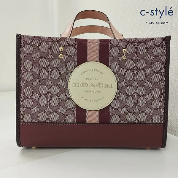 COACH コーチ ショルダーバッグ レッド系 2WAY ロゴマーク 総柄 C8448