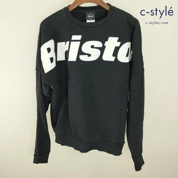 F.C.Real Bristol BIG LOGO CREWNECK SWEAT クルーネック スウェット S ブラック ロゴ FCRB-210059