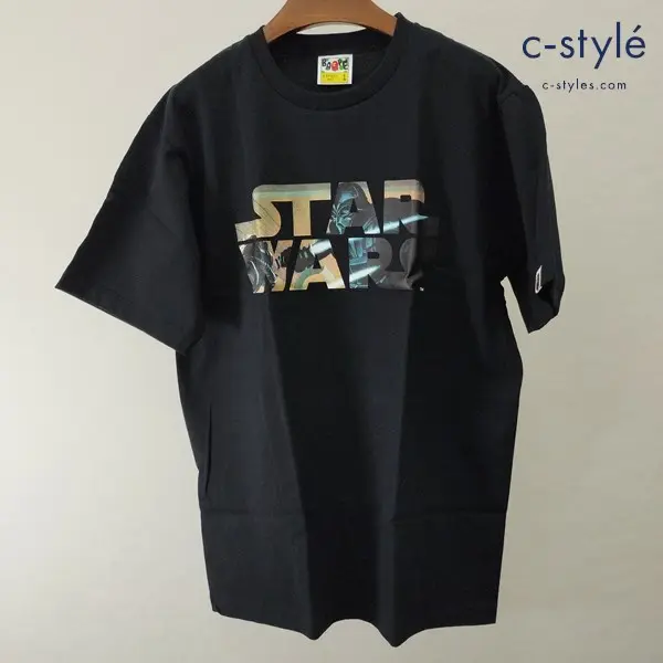 A BATHING APE アベイシングエイプ × STARWARS スターウォーズ Tシャツ L ブラック 半袖 ロゴプリント