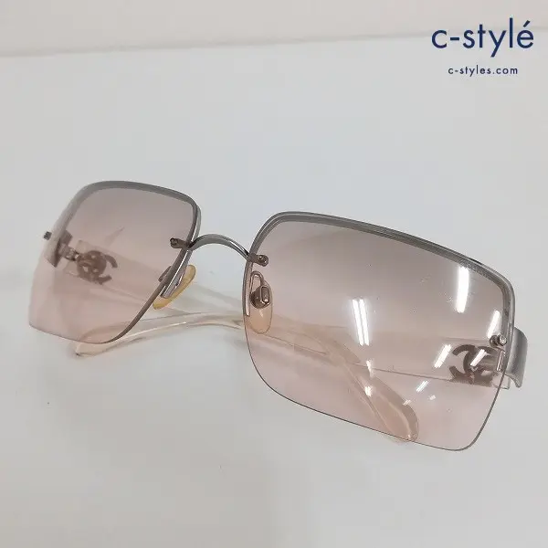 CHANEL シャネル サングラス 62□15 クリア×シルバー 4107-B