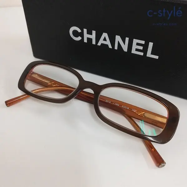 CHANEL シャネル メガネ 50□18 ブラウン 3014 ロゴ