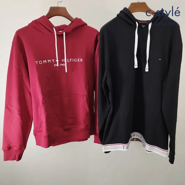 TOMMYHILFIGER トミーヒルフィガー パーカー L/G ブラック XL レッド系 ロゴ