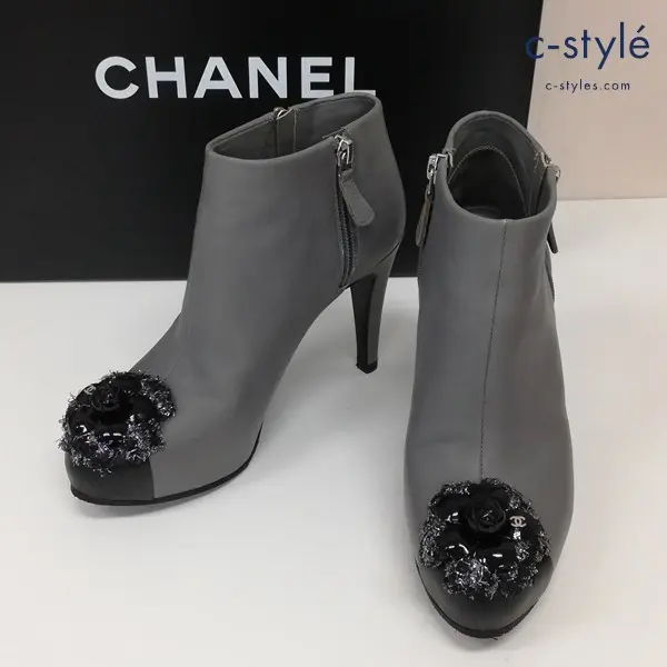 CHANEL シャネル ブーティ カメリア 36・1/2 グレー