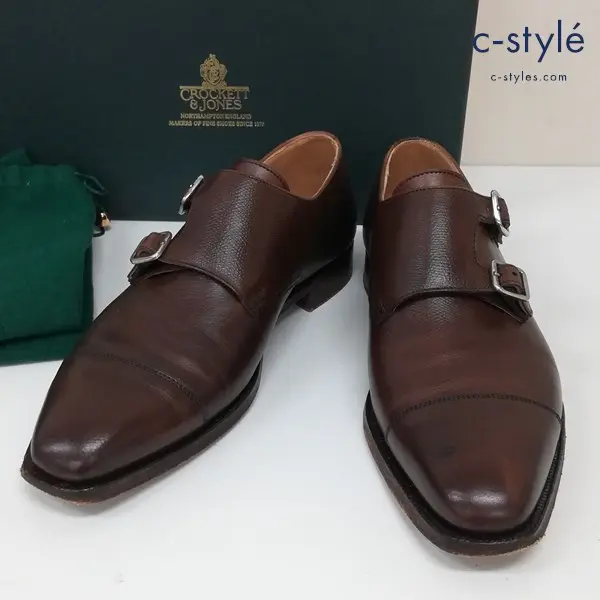 CROCKETT＆JONES クロケット＆ジョーンズ LOWNDES 5170 レザーダブルモンクシューズ 6E ブラウン