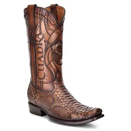 CUADRA(クアドラ) Engraved honey python leather western boot