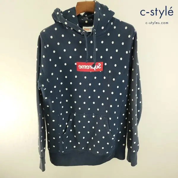 Supreme×COMME des GARCONS パーカー M ネイビー SHIRT Polka Dot Box Logo Hoodie ドット柄