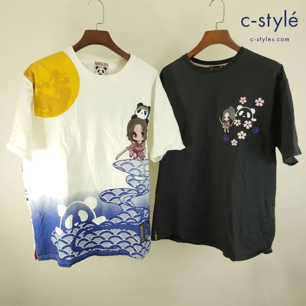 PANDIESTA JAPAN×抜刀娘 半袖Tシャツ XXL ブラック ホワイト 和柄 刺繍