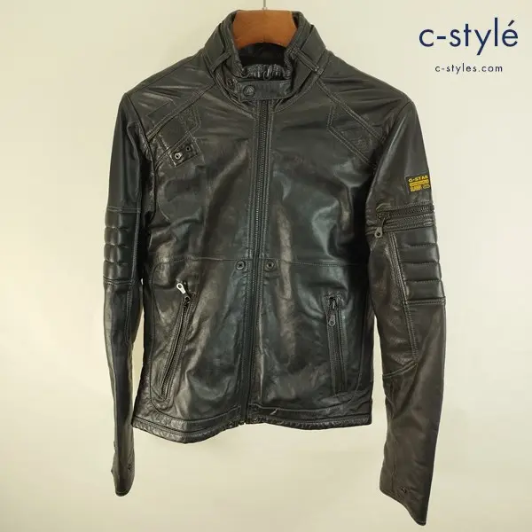 G-STAR RAW ジースターロゥ レザージャケット S ブラック MFD LEATHER JKT 羊革 ジップアップ