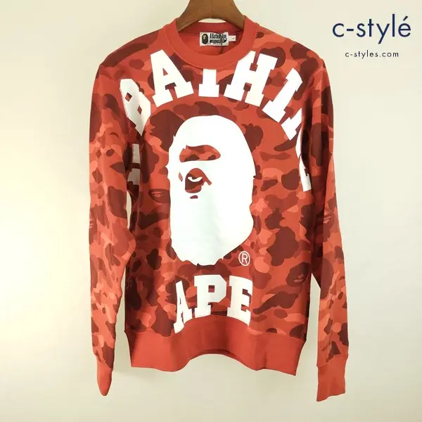 A BATHING APE アベイシングエイプ カラーカモスウェットトレーナー L レッド系