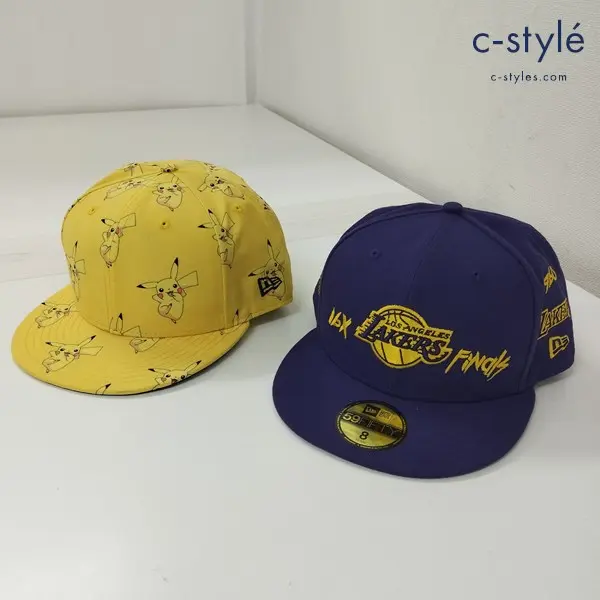 NEWERA ニューエラ キャップ 8 63.5cm イエロー パープル ピカチュウ ポケモン LAKERS レイカーズ 計2点