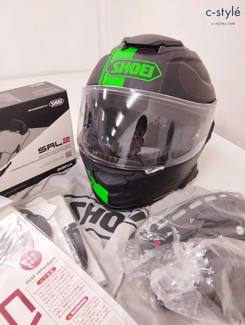 SHOEI ショウエイ GT-Air2 REDX フルフェイス ヘルメット M 57cm ブラック×グリーン インカム装着済 バイク用品