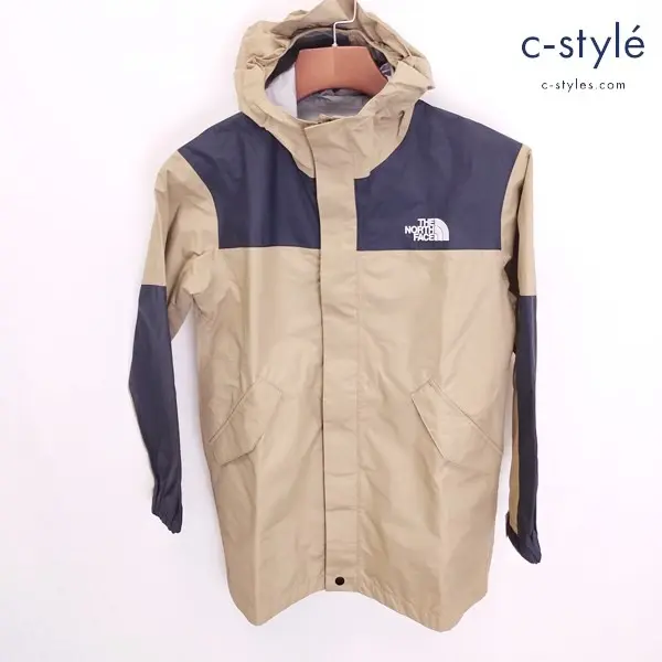THENORTHFACE ザノースフェイス マウンテンレインコート 140 べージュ×ブラック NPJ12004 キッズ