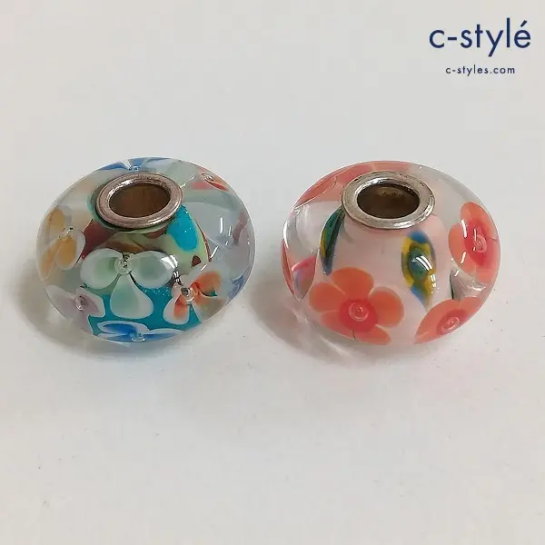 TROLLBEADS トロールビーズ ガラスビーズ マルチカラー 花 アクセサリー